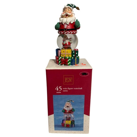 Santa Claus Snowglobe Resin Figure 45mm Holiday Joy with Box 5" Tall - Picture 2 of 9